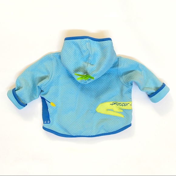 Hanna Andersson elephant alligator animal green blue quilt zip up hoodie jacket - Picture 2 of 6